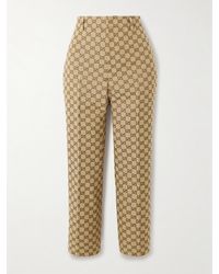 Gucci - Cropped Cotton-Blend Canvas-Jacquard Straight-Leg Pants - Lyst
