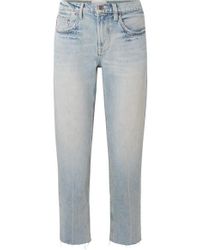 Current/Elliott The His Cropped Distressed Boyfriend Jeans - Blue