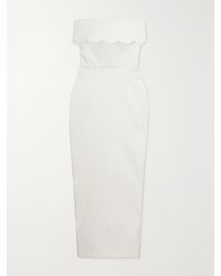 Rasario - Strapless Scalloped Duchesse-Satin Maxi Dress - Lyst