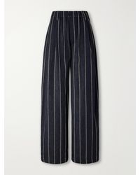 Brunello Cucinelli - Pleated Pinstriped Cotton-Blend Twill Wide-Leg Pants - Lyst