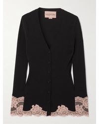 Valentino Garavani - Lace-Trimmed Cashmere Cardigan - Lyst