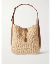 Saint Laurent - Le 5 À 7 Supple Kleine Schultertasche Aus Raffiabast Mit Lederbesätzen - Lyst