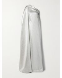 Reem Acra - One-Shoulder Cotton-Blend Lamé Gown - Lyst