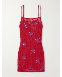STAUD - Rio Crocheted Cotton Mini Dress - Lyst