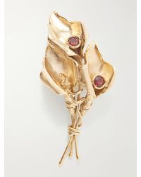 Le Sundial - Veiled Bloom-Plated Bronze Brooch - Lyst