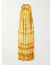 ‎Dima Ayad - Embellished Tie-Dyed Plissé-Satin Gown - Lyst