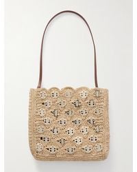 Rabanne - Sac Porté Épaule En Raphia Tressé À Finitions En Cuir Et À Ornements - Lyst