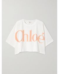 Chloé - Cropped Printed Cotton-Jersey T-Shirt - Lyst