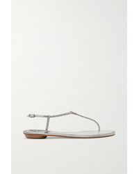 Rene Caovilla Diana Crystal-embellished Metallic Leather Sandals