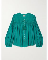 Isabel Marant - Abadi Bluse Aus Voile Aus Einer Baumwollmischung Mit Biesen Und Raffungen - Lyst