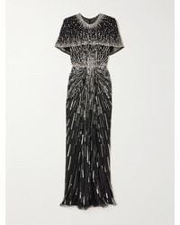 Jenny Packham - Dido Cape-Effect Embellished Draped Tulle Gown - Lyst