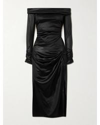 Isabel Marant - Off-The-Shoulder Draped Satin-Jersey Midi Dress - Lyst
