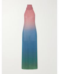 Oséree - Lumière Candy Ombrè Metallic Stretch-Knit Halterneck Maxi Dress - Lyst