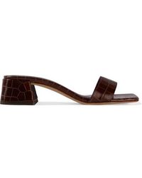 BY FAR Courtney Croc-effect Leather Mules - Brown