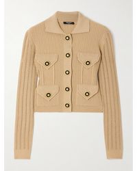 Balmain - Cardigan Aus Geripptem Pointelle-Strick - Lyst
