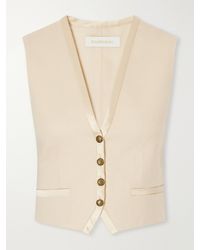 Zimmermann - Valiant Satin-Trimmed Wool-Blend Vest - Lyst