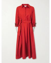 Max Mara - Tie-Detailed Cotton-Poplin Midi Dress - Lyst