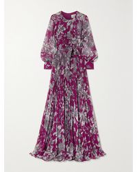 Erdem - Lindsay Belted Pleated Floral-Print Voile Gown - Lyst