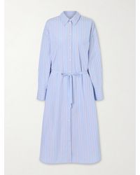 TOTEME - Belted Striped Cotton-Poplin Maxi Shirt Dress - Lyst
