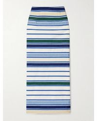 Rosie Assoulin - Ribbon Grosgrain-Trimmed Striped Herringbone Cotton-Blend Midi Skirt - Lyst