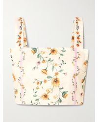 Agua Bendita - Haut Raccourci En Lin À Imprimé Fleuri Luciana Chinesis - Lyst