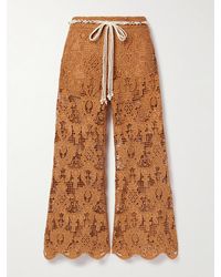 Zimmermann - Coco Schlaghose Aus Guipure-Spitze Mit Bindegürtel - Lyst