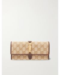 Gucci - Jackie Leather-Trimmed Canvas-Jacquard Wallet - Lyst