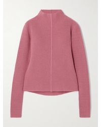 Rick Owens - Pull À Col Montant En Cachemire Et Laine Mélangés Côtelés Maglia - Lyst