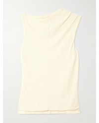 RÙADH - Toga Draped Ribbed Organic Cotton And Modal-Blend Top - Lyst