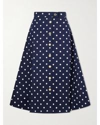 Carolina Herrera - Polka-Dot Cotton-Blend Twill Midi Skirt - Lyst