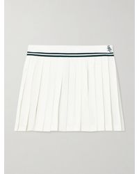 Sporty & Rich - Abigail Pleated Embroidered Striped Crepe De Chine Mini Skirt - Lyst