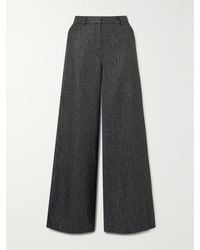 L'Agence - Pilar Metallic Herringbone Wool-Blend Wide-Leg Pants - Lyst