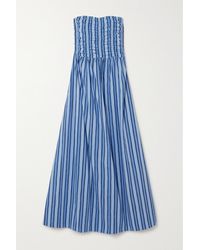Faithfull The Brand - + Net Sustain Dominquez Shirred Striped Organic Cotton-poplin Midi Dress - Lyst