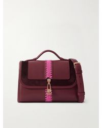 Gabriela Hearst - Leonora Small Crochet And Suede-Trimmed Leather Shoulder Bag - Lyst