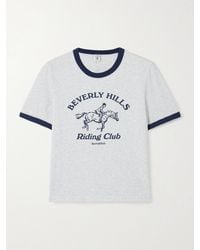Sporty & Rich - T-Shirt En Jersey De Coton Imprimé Bicolore Riding Club - Lyst