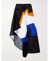 Loewe - Asymmetric Draped Striped Satin-Jacquard Midi Skirt - Lyst