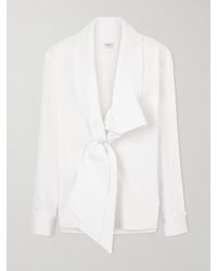 Saint Laurent - Scarf-Detailed Cotton-Poplin Shirt - Lyst
