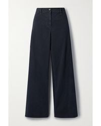 Nili Lotan - Megan Cotton-Blend Twill Wide-Leg Pants - Lyst