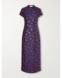 D'Estree - Celia Floral-Jacquard Taffeta Midi Dress - Lyst