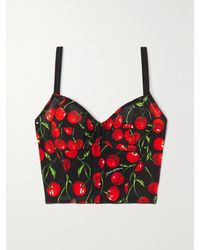 Dolce & Gabbana - Cropped Printed Stretch-Tulle Bustier Top - Lyst