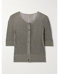 Adam Lippes - Metallic Pointelle And Ribbed-Knit Cardigan - Lyst