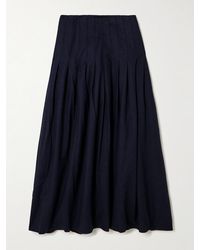 La Ligne - Pleated Cotton-Twill Midi Skirt - Lyst