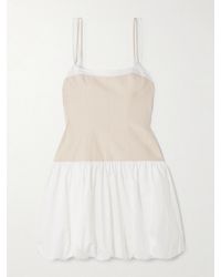 Jonathan Simkhai - Fifi Linen-Blend And Gathered Cotton-Blend Poplin Mini Dress - Lyst
