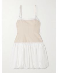 Jonathan Simkhai - Fifi Linen-Blend And Gathered Cotton-Blend Poplin Mini Dress - Lyst