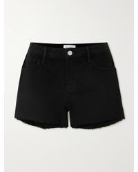 FRAME - Le Grand Garcon Frayed Denim Shorts - Lyst