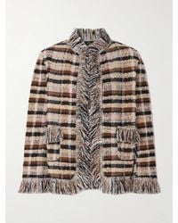 Etro - Jacke Aus Kariertem Tweed Mit Fransen - Lyst