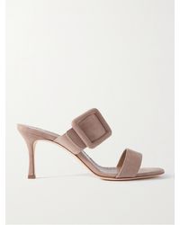 Manolo Blahnik - Gable 70 Buckled Suede Mules - Lyst