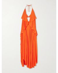Loewe - Paula's Ibiza Ruffled Cutout Jersey Halterneck Maxi Dress - Lyst