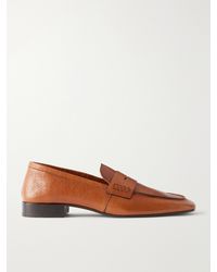 Dries Van Noten - Glossed Textured-Leather Penny Loafers - Lyst
