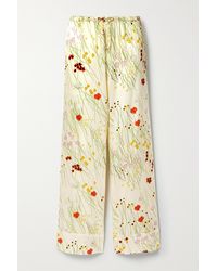 BERNADETTE Louis Pyjama-hose Aus Stretch-seidensatin Mit Blumenprint - Mehrfarbig